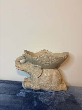 Ebros Handcrafted Mosaic Design Elephant Holding Bowl Statue Tabletop Decor